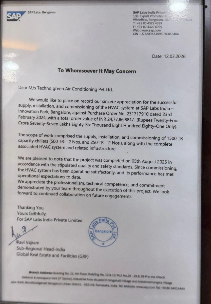 Client satisfaction letter — SAP Labs India